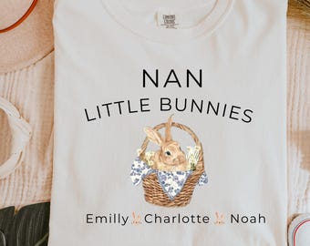 Personalised Nan Shirt, Custom Bunny Easter Top, Nanny's Little Bunnies Tee
