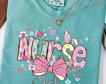 Nurse Life Shirt, Easter Bunny Ears, Stethoscope Graphic Tee