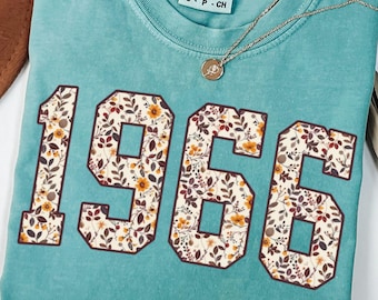 1966 Floral T-Shirt, Vintage Retro Birthday Gift, Comfort Colors Tee,gift for gran,granny