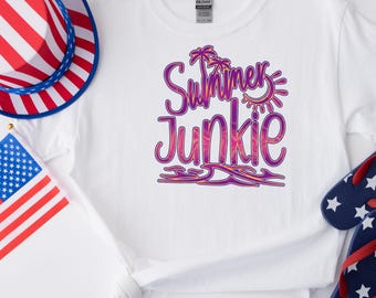 Baby Tee® Beach Vacation Shirt, Summer Junkie Shirt, Summer Vibes Shirt, Ocean Wave Shirt, Tropical Palm Shirt,Gift for Her