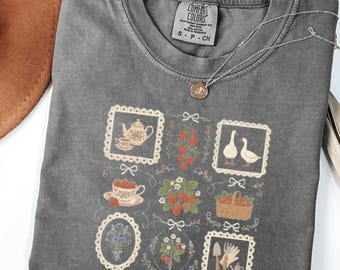 Cottagecore Shirt,Goose Shirt, Gardening Shirt,Summer Spring Shirt, Gift for Her, Strawberry Duck Graphic Tee
