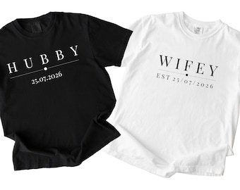 Couple Wifey Hubby Shirts,Wedding Couples Sweatshirt, Honeymoon Hoodie, Wifey Shirt,Hubby Tshirt, Valentines Tee,Matching Wife Husband Tee