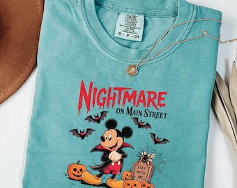 Comfort Colors Disney Halloween Nightmare Shirt, ickey Minnie Halloween Shirt,Vintage Disney Halloween Shirt,Nightmare on Main Street Tee
