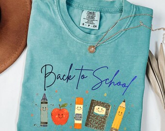 Comfort Colors® Funny Teacher Life Shirt, Back To School Gift, Preschool Teacher School Supplies T-shirt, Crayon Apple Pencil Notebook Shirt