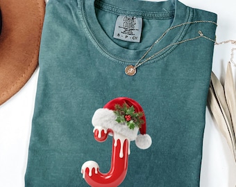 Christmas Initial Shirt, Personalized Monogram Shirt A-Z, Custom Christmas Hoodie, Sweatshirt & Comfort Colors T-Shirt, Holiday Gift