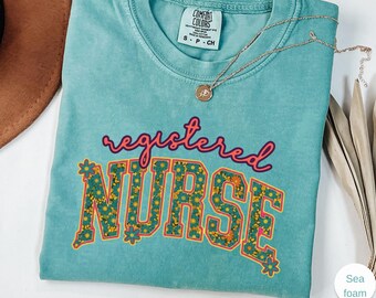 Nurse Registered Comfort Colors® Shirt - Nurse Daisy Shirt - Rn, Or, Er, School Nurse, Medical School Tee & Sweatshirt,Unisex