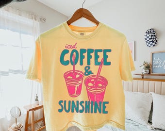 Iced Coffee and Sunshine Kind of Day Shirt,Iced Coffee Shirt,Coffee Lover Gift,Summer Graphic Tee,Summer Vibes Shirt,Comfort Colors 3023CL