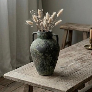 Wabi Sabi Ritual Vessel - Primitive Ceramic Vase, Brutalist Altar Decor, Ancient Stone Art