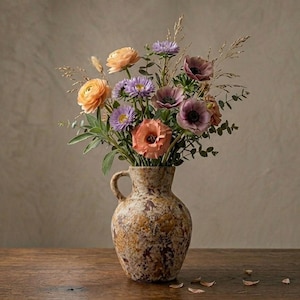 vaso wabi sabi antico manufatto brocca primitiva manico rustico invecchiato vaso