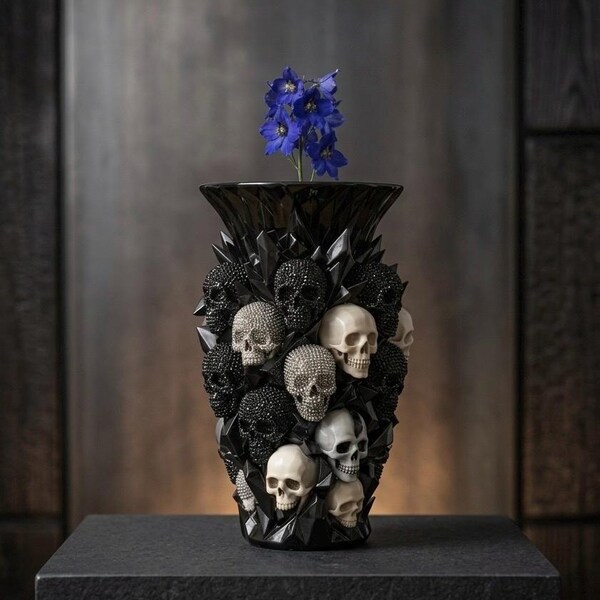 Gothic Skull Vase, Ceramic Human Head Flower Pot, Modern Witch Decor, Home Oddity