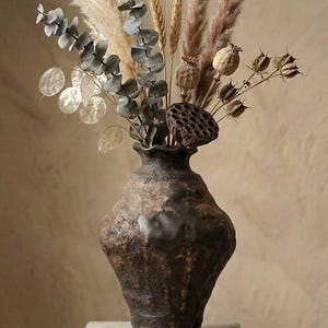 Primitive wabi sabi ceramic vase single spout organic coral texture sculptural art