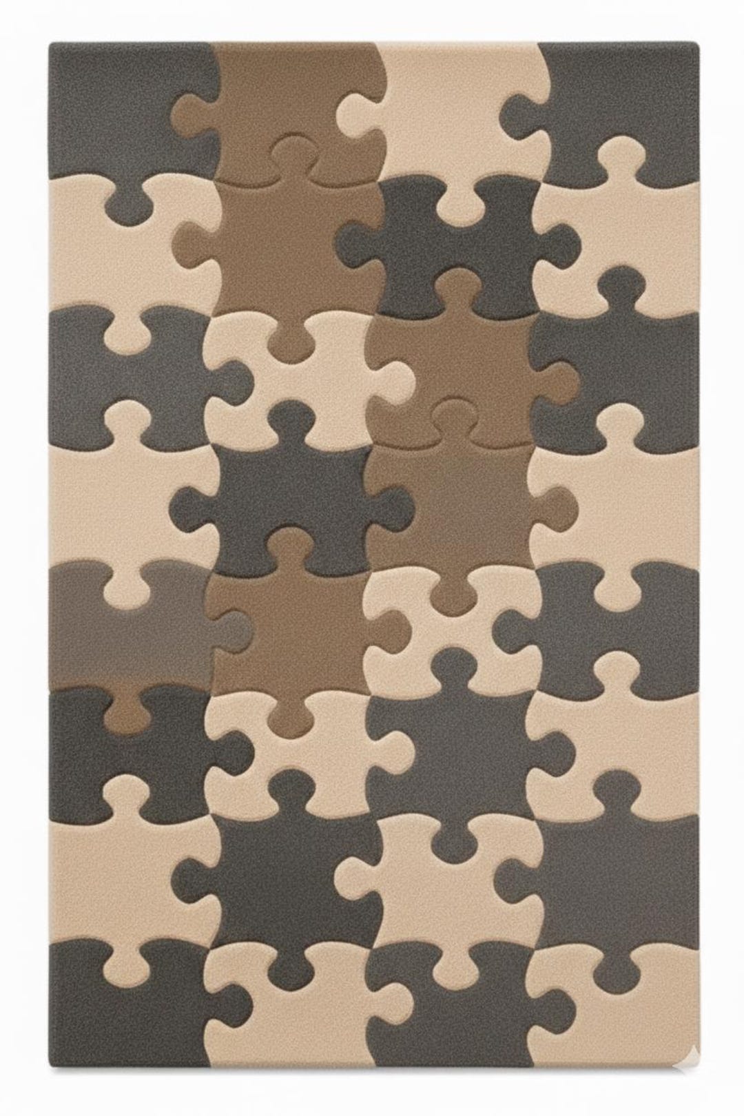 Jigsaw Abstract Block Pattern Rug Modern Puzzle Pattern Hand Tufted Area Rug – Beige, Brown & Charcoal ...