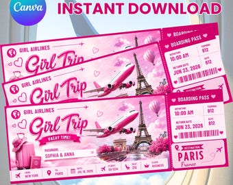 Editable Boarding Pass Template, Canva Airline Ticket Invitation, Travel Ticket Invite, Surprise Trip Gift, DIY text, Instant download