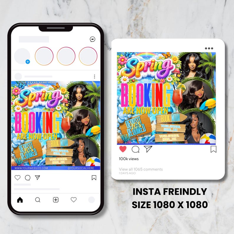 Spring Break Booking Flyer, Spring Booking Flyer, Spring Break Sale Flyer, Hair Lash Nail Makeup Braids Flyer, DIY text,instant download