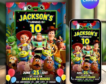 Toy Story Birthday Invitation Canva Template 5x7, Editable Toy Story 5 Party Invite, Instant Access, DIY Text, instant download