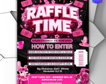 DIY Raffle Flyer Template, Editable Giveaway & Contest Flyer, Beauty Salon Marketing Canva Template, Digital Download, Instant Access