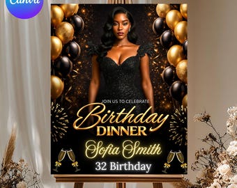 Party Welcome Sign, Birthday Welcome Poster, Birthday Dinner Sign, Editable Party Sign Template, DIY Party Poster, Instant Download