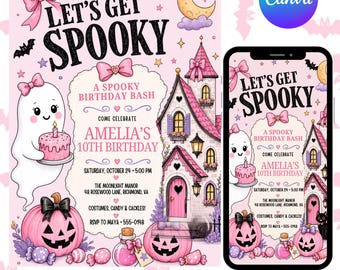 Editable Halloween Party Invitation Template, Spooktacular Canva Invite, Printable 5x7, Instant Digital Download, DIY text, Instant download