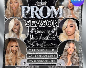 Prom Booking Flyer Template, Prom Szn Special Flyer, Editable Canva Flyer, DIY text, Instant download