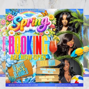 Spring Break Booking Flyer, Spring Booking Flyer, Spring Break Sale Flyer, Hair Lash Nail Makeup Braids Flyer, DIY text,instant download