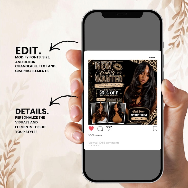 New Client Booking Flyer Template, Editable Canva Salon Flyer, Hair ...