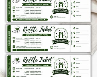 Editable Raffle Ticket Template, Printable Event Raffle Ticket, Custom Fundraiser Ticket Canva Template, DIY Digital Download