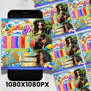Spring Break Booking Flyer, Spring Booking Flyer, Spring Break Sale Flyer, Hair Lash Nail Makeup Braids Flyer, DIY text,instant download