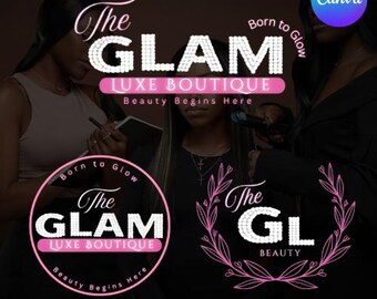 Beauty Logo Design, Business Logo, Professional Hair Lash Nail Makeup Logo, Custom Logo Design, DIY Canva Logo Template, Instant Download