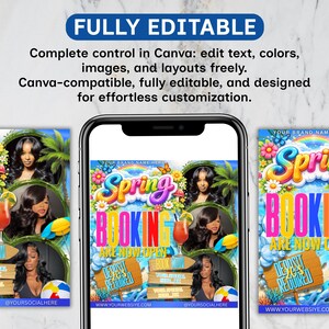 Spring Break Booking Flyer, Spring Booking Flyer, Spring Break Sale Flyer, Hair Lash Nail Makeup Braids Flyer, DIY text,instant download