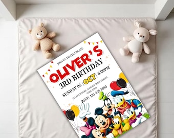 Editable Mickey Mouse Clubhouse Birthday Invitation, Canva Template (Digital Download)