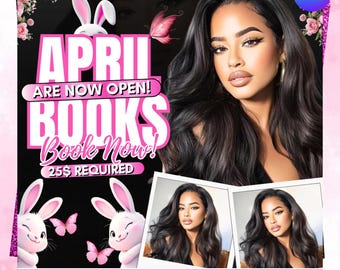 April Booking Flyer Template, Hair, Nails, Makeup, Lashes Appointment, Spring Beauty Promo, DIY Text, Instant Download