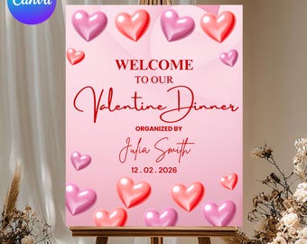 Galentine’s Day Welcome Sign, Valentine Party Welcome Sign, Galentine Dinner Decor, DIY Text, Printable