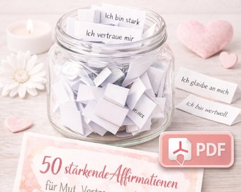 50 affirmations positives à imprimer (PDF) | Amour-propre et courage | Cartes d'affirmations positives | Téléchargement numérique