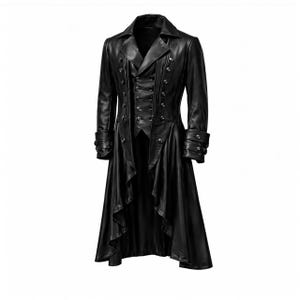 Handmade Gothic Steampunk Leather Tailcoat