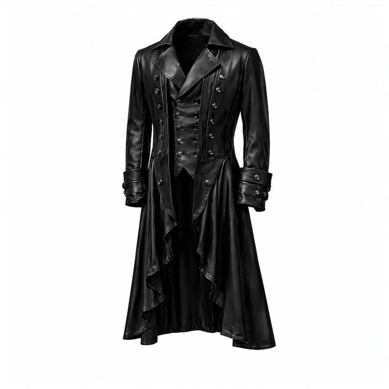Handmade Gothic Steampunk Leather Tailcoat