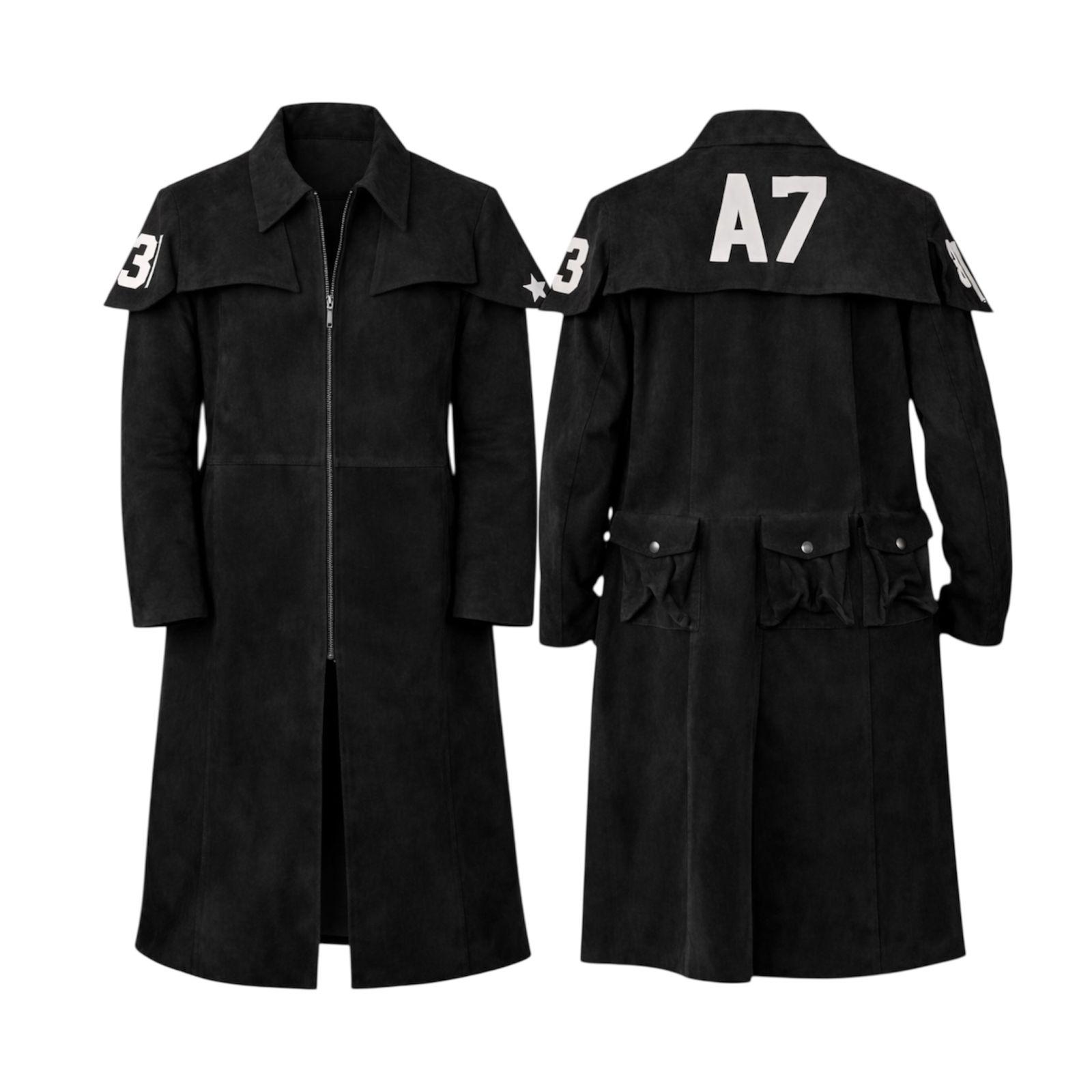 Black A7 NCR Ranger Inspired Duster | Long Suede Leather Trench Coat ...