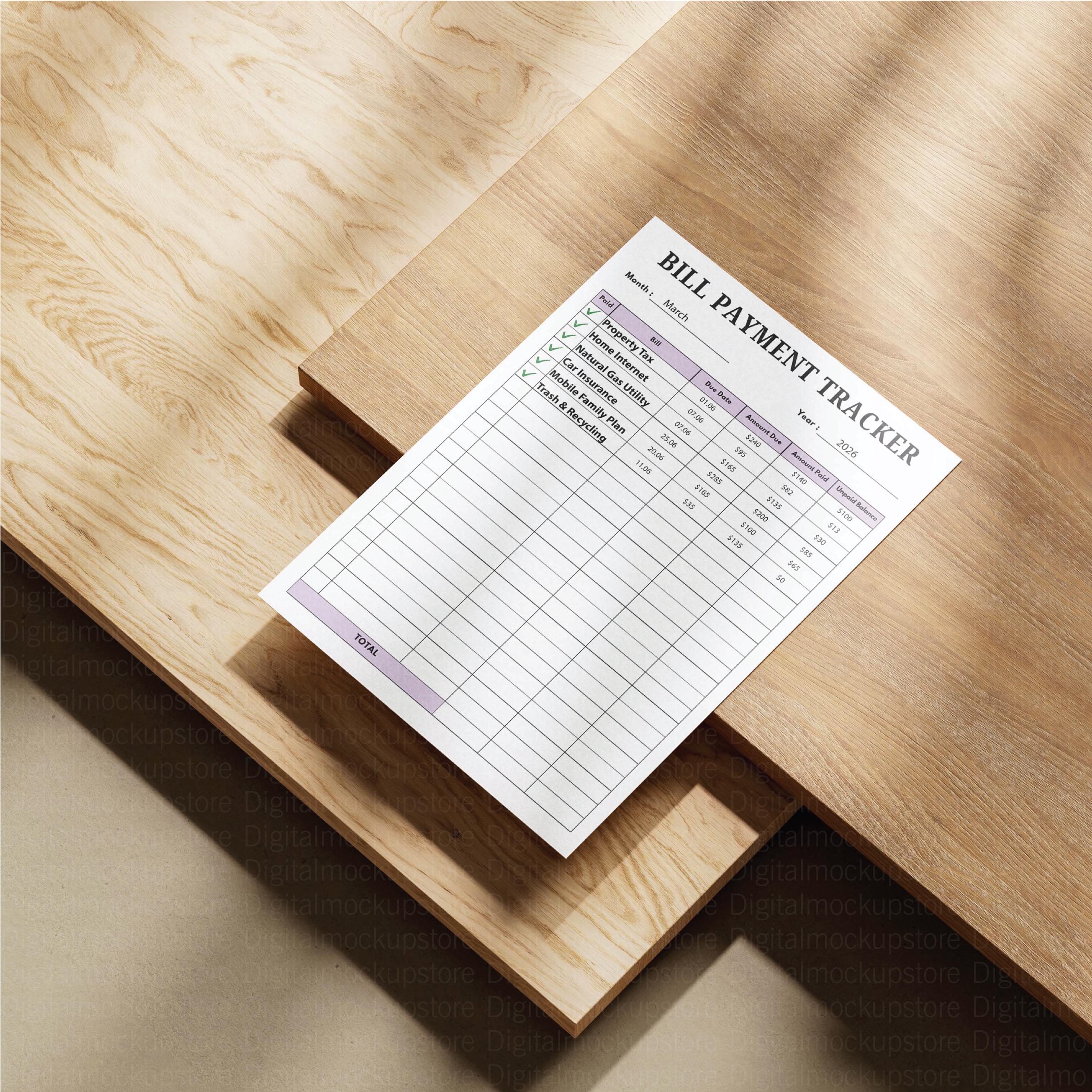 Bill Payment Tracker Printable, Monthly Finance Organizer (A4, US ...