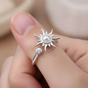Sun & Star Celestial Adjustable Ring – Dainty Cosmic Jewelry for Everyday Magic
