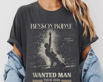 ベンソン・ブーン ウォンテッド・マン・ツアー 2026 シャツ、コンフォートカラーズ Tシャツ、ヴィンテージコンサートシャツ、ベンソン・ブーンファンギフト、ユニセックスミュージックTシャツ、迅速発送