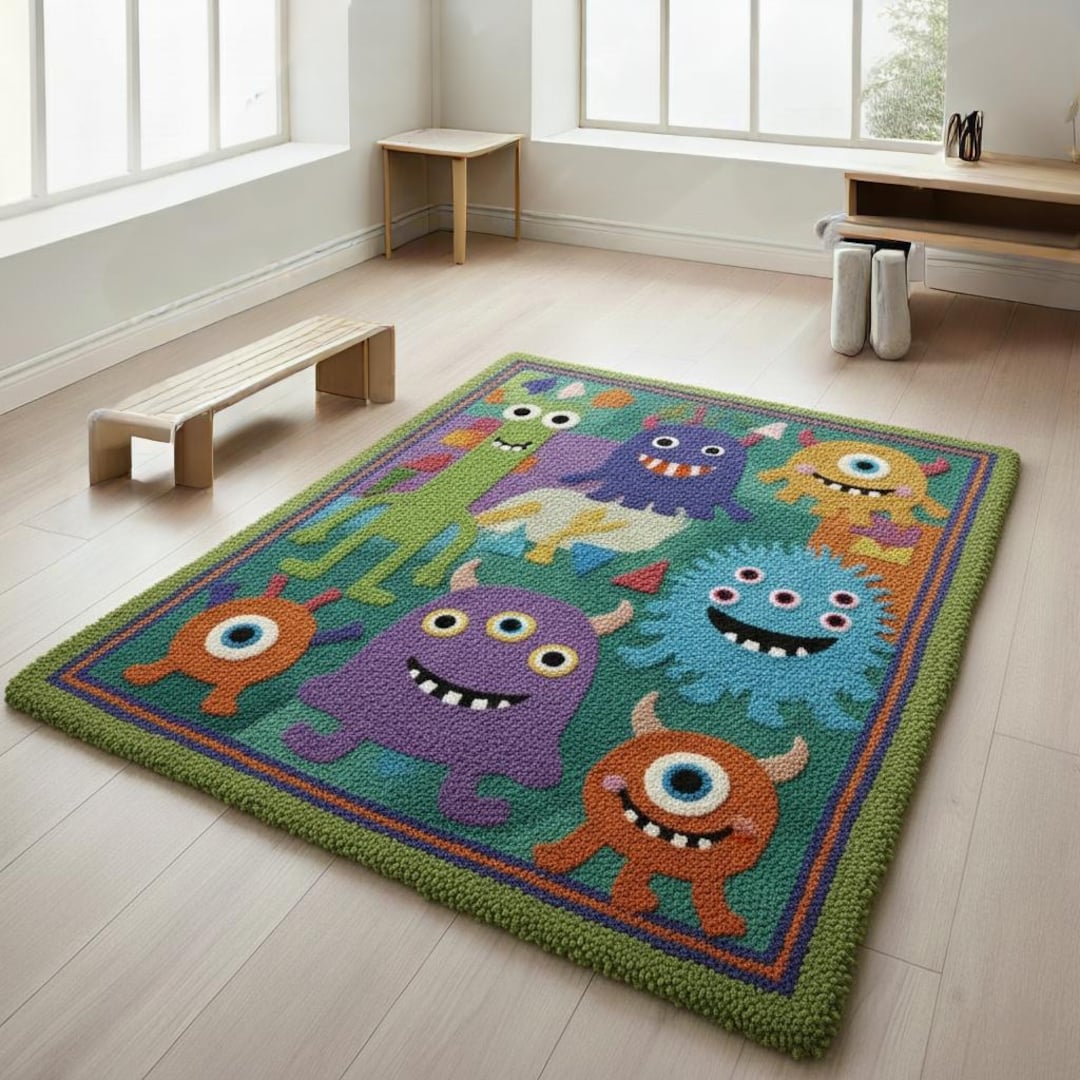 Monter High Rug Monstercarpet | Teal & Ochre | Hand-tufted 3D Texture | Monster Rug ...