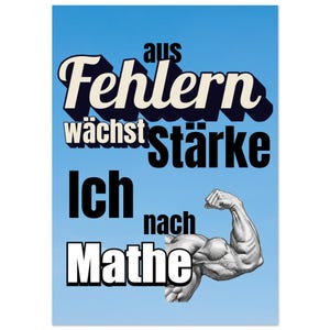 Póster premium A3 con una divertida cita motivadora: «Me hago más fuerte gracias a mis errores». Perfecto para aulas de matemáticas, salas de estudio y oficinas.