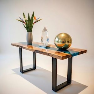 Tavolo in legno epossidico, Tavolino d'ingresso in legno, Tavolo in resina epossidica, Tavolo rotondo in legno, Tavolino d'ingresso in legno, Tavolino d'appoggio, Consolle