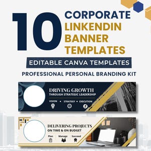 LinkedIn-Banner-Paket für Unternehmen, bearbeitbare Canva-Vorlagen, Profil-Cover, Karriere-Branding-Kit