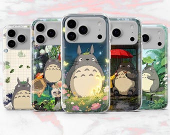 Totoro Phone Case Ghibli Cute Totoro Cover for iPhone 17Pro, 17, 16, 15, 14, 13, Samsung S25, S24, A56, A36, A16, Pixel 10Pro, 10, 9