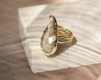 Handgemachter Barockperlenring, verstellbarer Statement-Schmuck, Mamas Perle