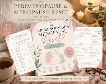 Diario de la perimenopausia imprimible, registro de síntomas de la menopausia, registro de sofocos, diario de apoyo hormonal, diario de autocuidado en PDF