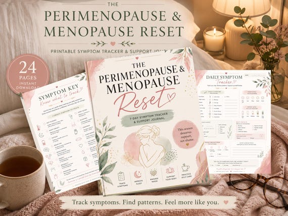 Perimenopause Journal Printable, Menopause Symptom Tracker, Hot Flash Tracker, Hormone Support Journal, Self Care Journal PDF