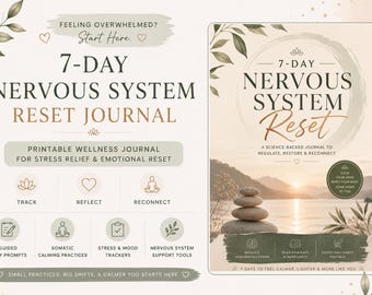 Utskrivbar journal för återställning av nervsystemet, 7-dagars guidad hälsojournal, arbetsbok för somatisk självreflektion, digital nedladdning i PDF-format