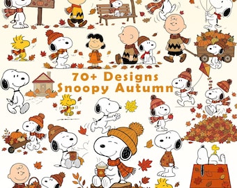 70+ Snoopy Autumn Bundle PNG, Peanuts Fall Graphics, Charlie Brown Harvest Clipart, Fall Season PNG Download