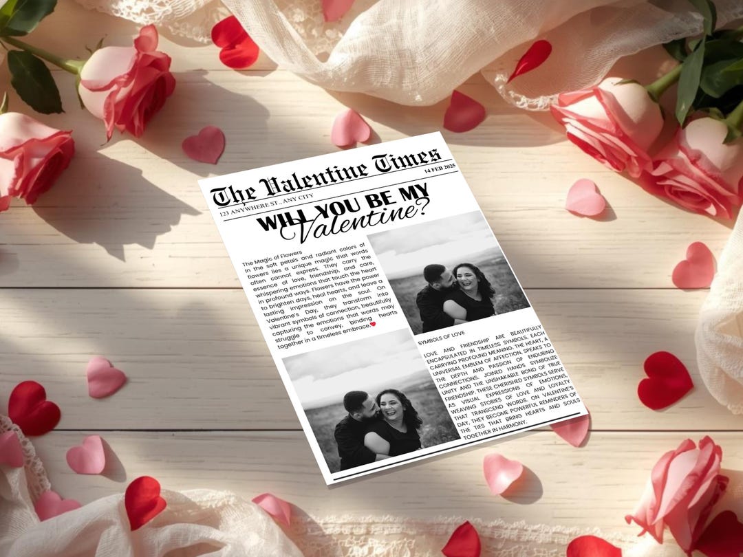 Will You Be My Valentine Newspaper Template | Printable Valentine Day ...